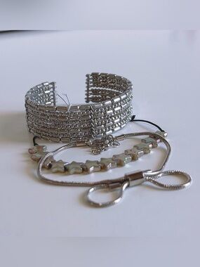 Free People Bracelet bundle silver rider beaded cuff NWT $48